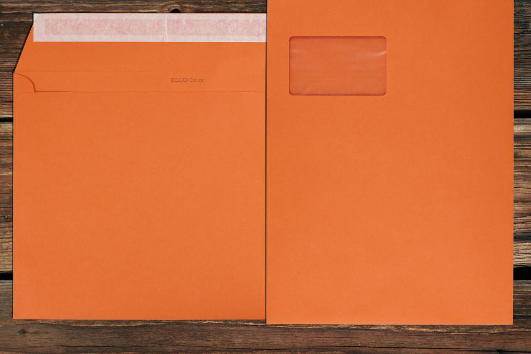 Briefhüllen mit Fenster C4 229x324 mm Haftklebend Orange 120 g/qm